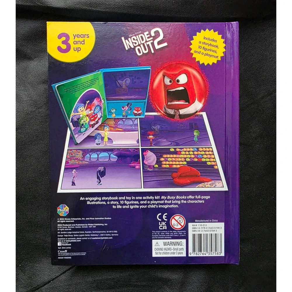 Disney Pixar Inside Out 2 My Busy Books Storybook 10 Figurines and Playmat Set